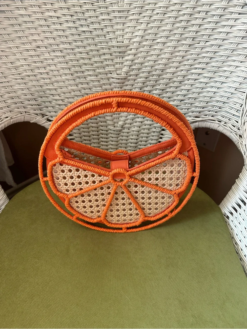 A New Day Orange Woven Round Handbag